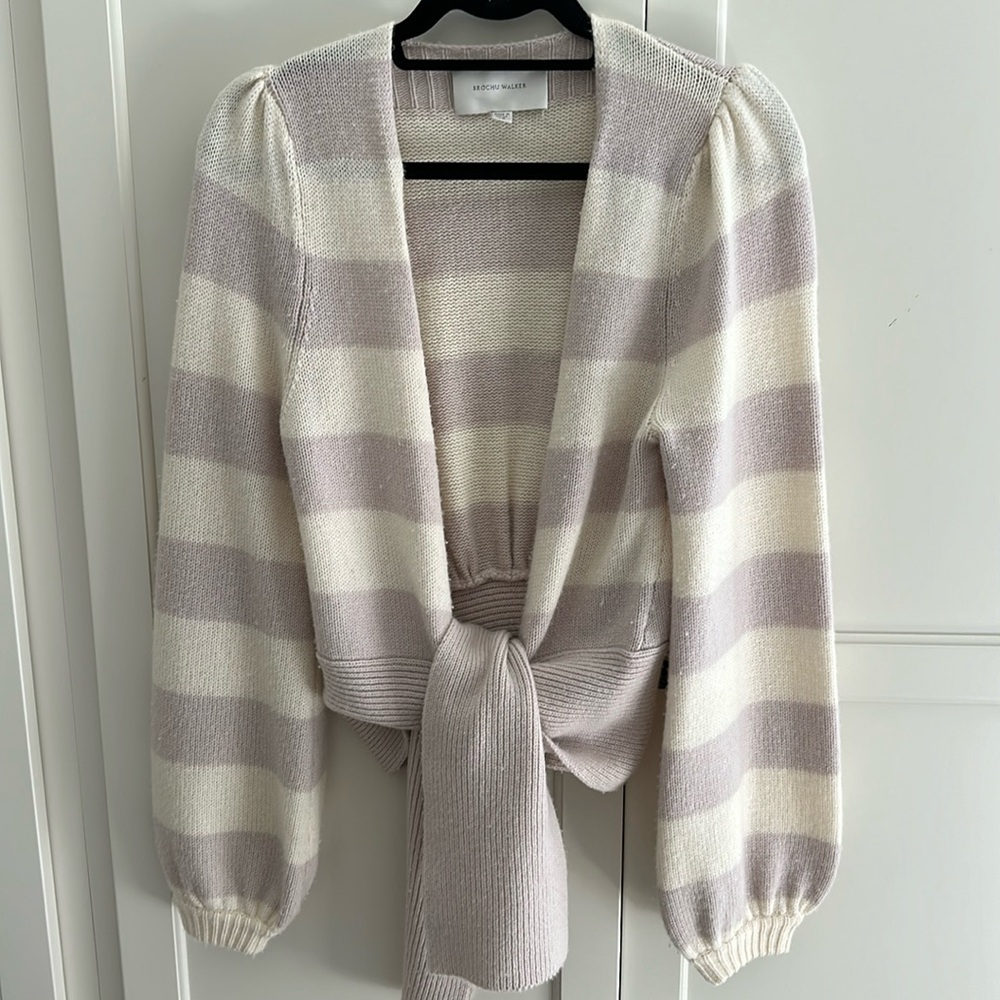 Brochu Walker Cream and lavender Striped Sweater